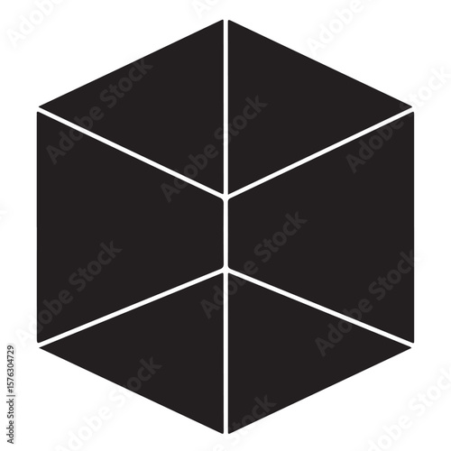 Geometric abstract illustration of a stylized hexagon forming a cubical design, modern and stylish.