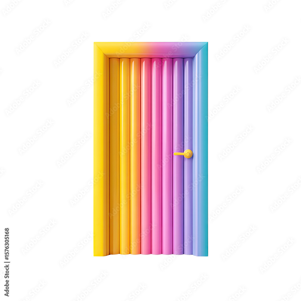 Fototapeta premium Vibrant Colorful Door with Soft Gradient Shades Perfect for Creative and Artistic Themes in Modern Designs