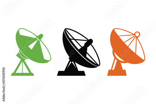 Satellite Dish Antenna Silhouette Icon Illustration