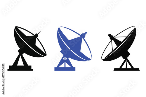 Satellite Dish Antenna Silhouette Icon Illustration