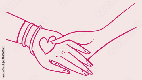 Romantic hands holding love concept vector illustration for valentines day design and wedding invitations