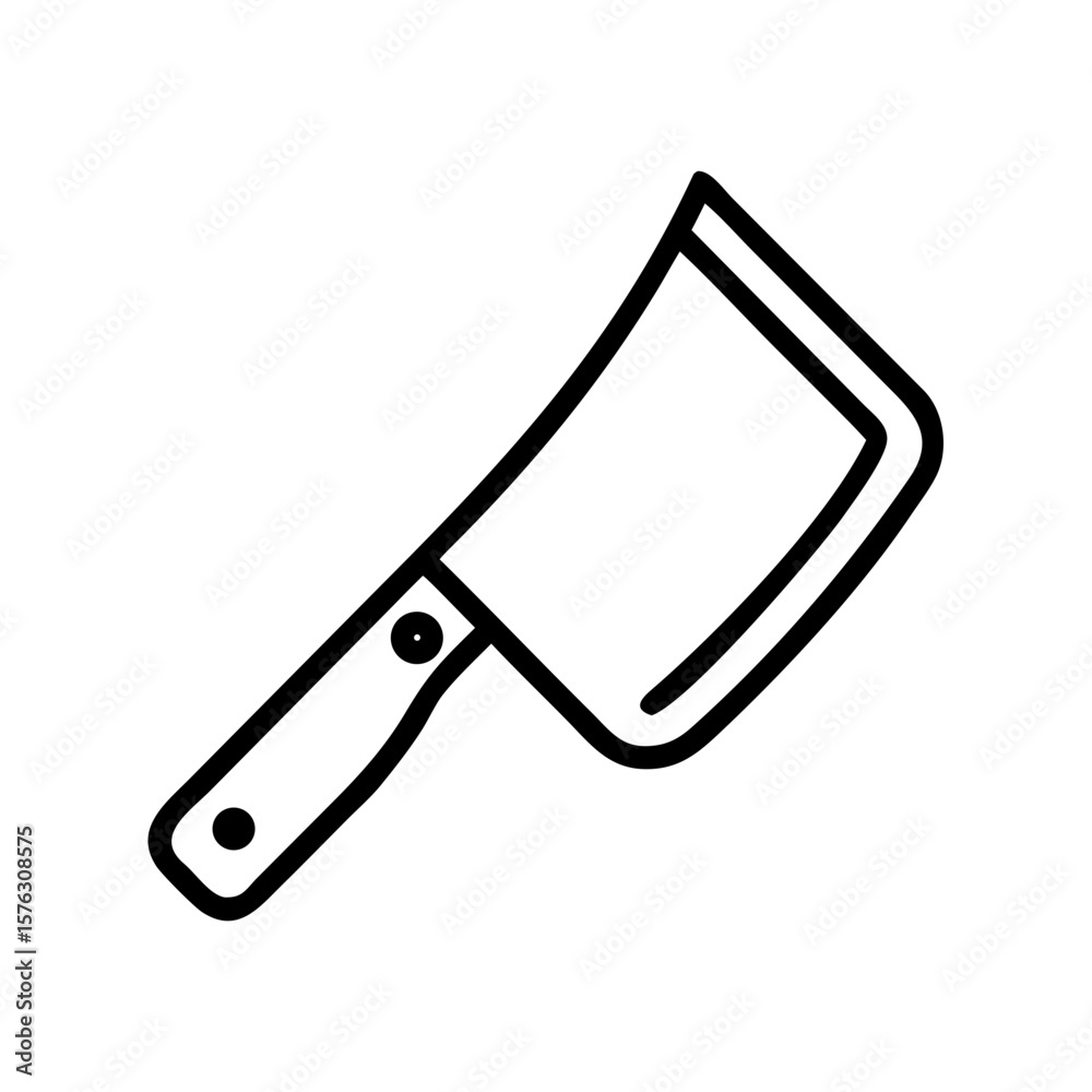 A sharp butcher cleaver isolated on white background A sharp butcher cleaver isolated on white background