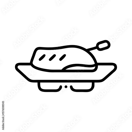 A roasted turkey on a platter, isolated on white background