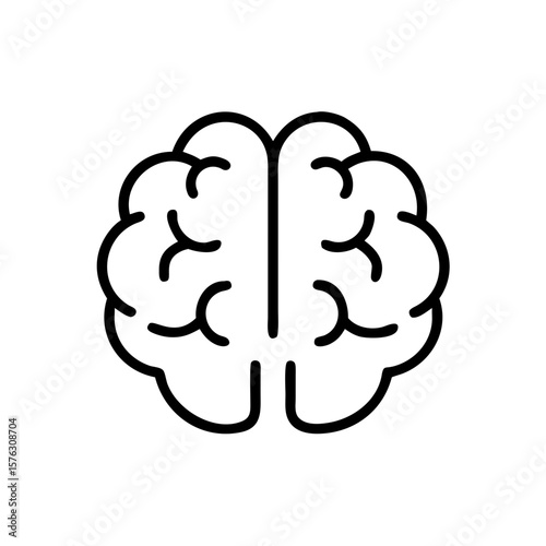 A black and white brain is isolated on white background
