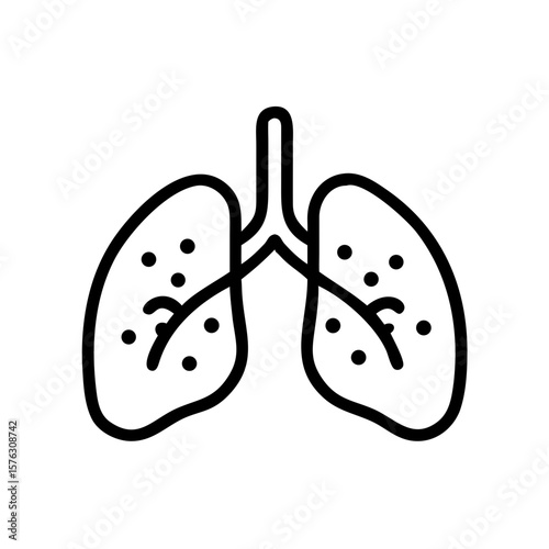 Illustration of lungs affected by disease, isolated on white background