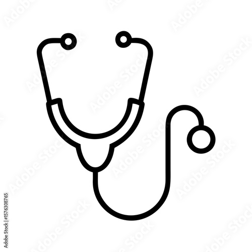 A stethoscope isolated on white background, ready for medical examination