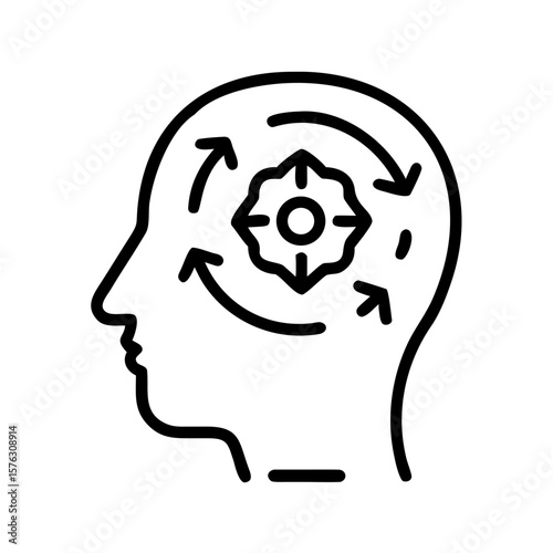 The mind is focused on a target with arrows circling the brain