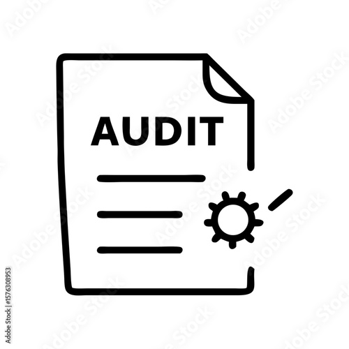 An audit document with a gear representing process, isolated on white background