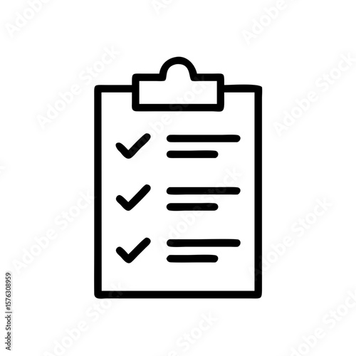 A clipboard with checkmarks is displayed isolated on white background