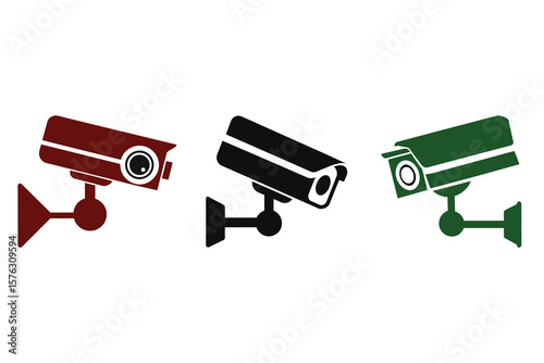 CCTV Security Camera Silhouette Icon Vector Illustration