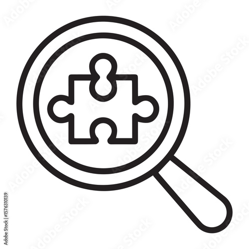 Puzzle Piece Under Magnifying Glass — Problem Solving Icon