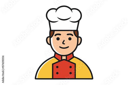 Culinary Artisan: A cheerful chef, proudly showcasing the culinary arts and culinary expertise, donning their iconic toque and chef's attire, with a joyful and inviting expression.