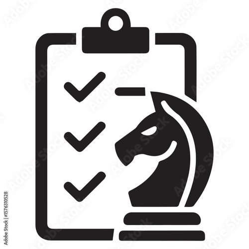 Task Checklist with Strategy Icon – Chess Knight Outline