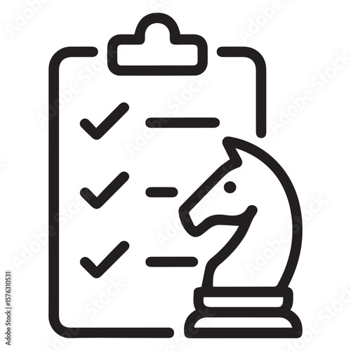 Strategic Planning Checklist Icon with Chess Knight Symbol