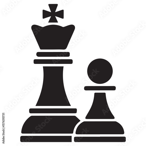 Chess King and Pawn Silhouette Icon – Strategy Game Symbol