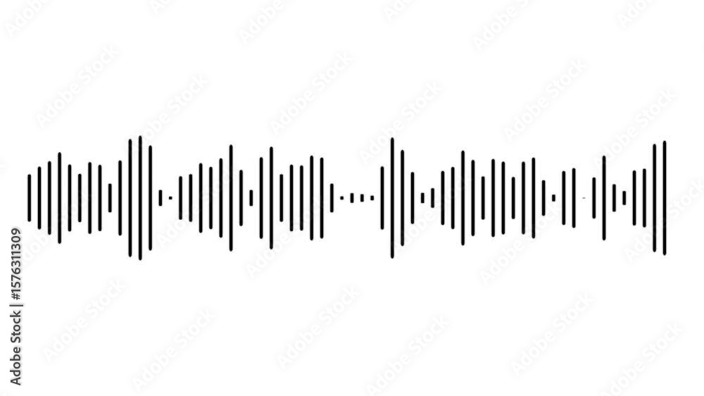 Abstract music waves oscillation. Futuristic sound wave visualization. wave form Audio. Isolated on transparent background. Digital interface element. Seamless loop