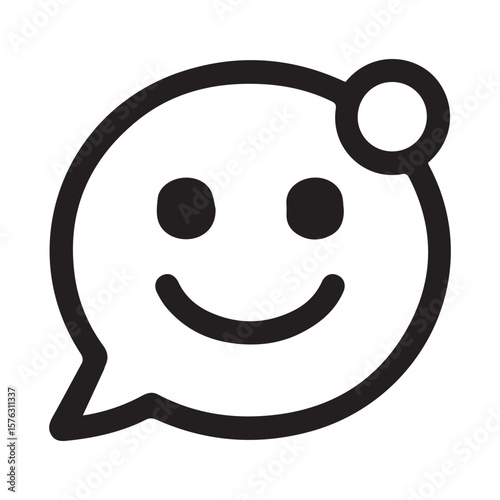 Smiley Face Chat Bubble with Notification Icon – Line Style