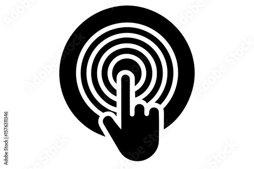 Fingerprint scan touch identification access security silhouette vector illustration