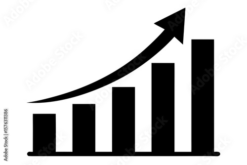 Rising graph chart diagram business success silhouette vector illustration