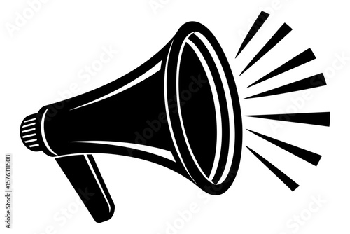 Loudspeaker megaphone communication announcement silhouette vector illustration