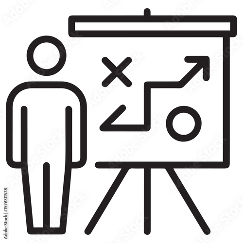 Strategy Presentation Icon with Business Plan Elements