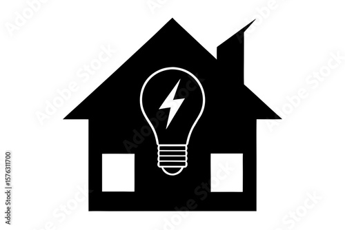 House energy light electricity home silhouette vector illustration