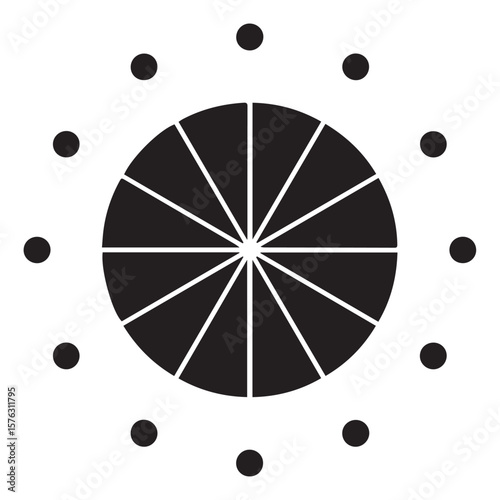 Abstract Dataflow Pie Chart with Segments and Directional Lines