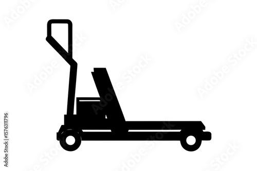 Hand pallet truck equipment logistics silhouette vector illustration