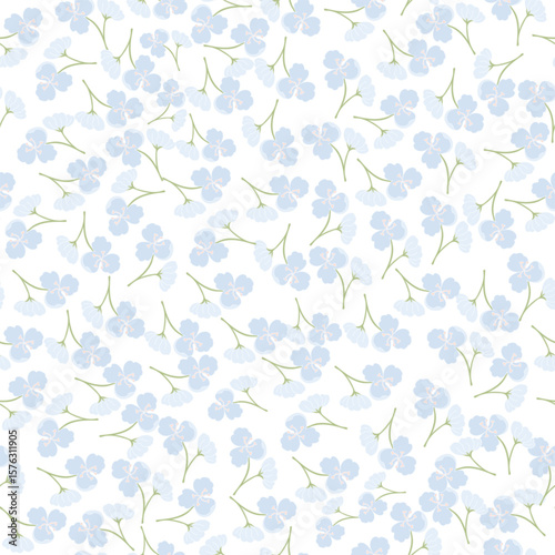 coquette seamless blue flowers pattern.