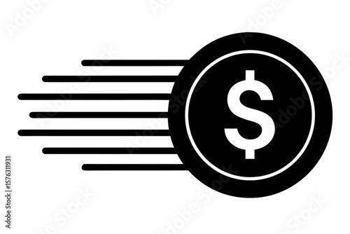 Fast money coin transfer payment finance currency dollar silhouette vector illustration