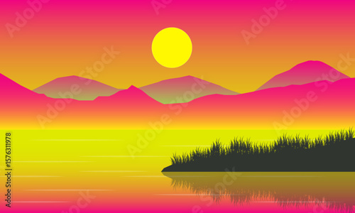 Natural Landscape in the morning, Mountains and lakes