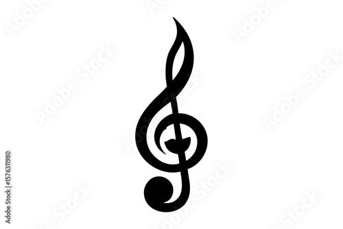Treble clef musical note simple melody symbol silhouette vector illustration
