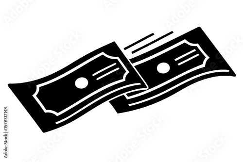 Money currency banknotes finance cash payment wealth silhouette vector illustration