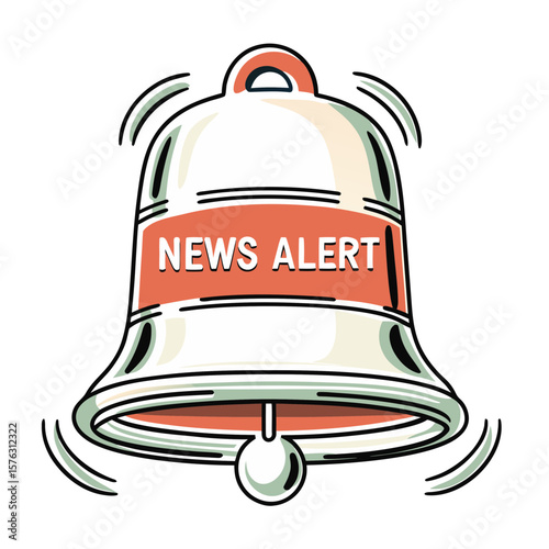 News Alert Bell Icon with Vibrating Effect for Communication Tools, Digital Media, Notifications, and Information Platforms  