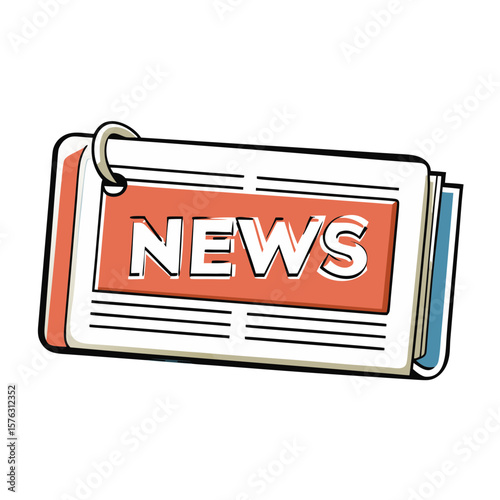 News Header Illustration with Red Text and Ring Binding for Media Websites, Blogs, Informational Articles, and Social Media Content  