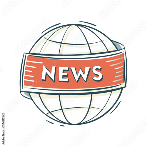 Globe Illustration with News Banner for Media Websites, Digital Publications, Social Media Posts, and Online Journalism Resources  