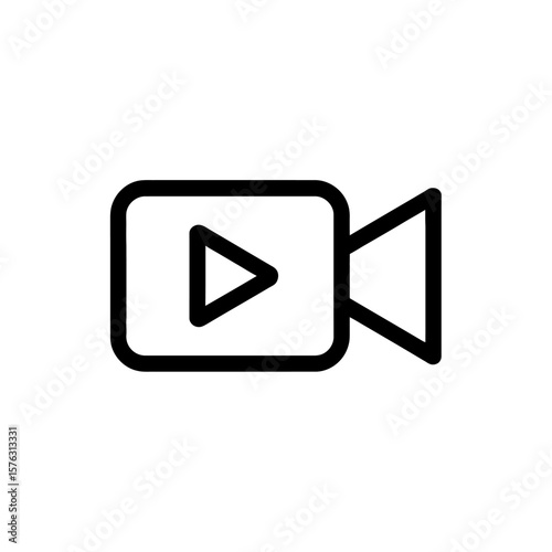 Simple black outline icon of a video camera with a play button inside a rounded rectangle