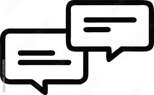 chat bubbles icon, message conversation line art vector