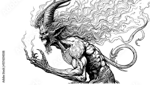 Tableau sur toile incubus isolated on white, devil illustration