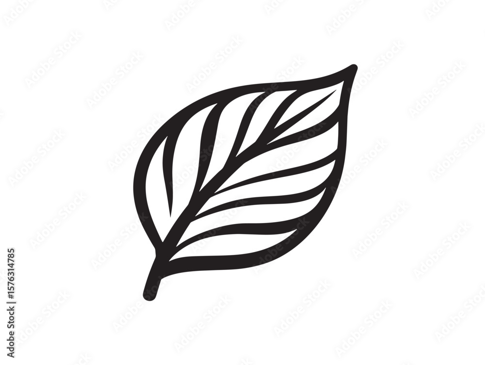 Fototapeta premium Delicate Floral Leaf Icon Vector Line Art
