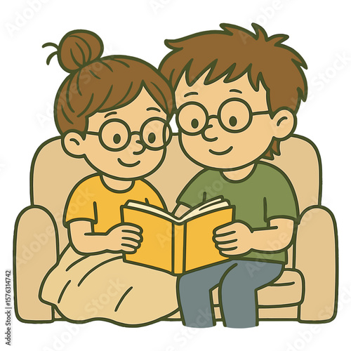 Boy and girl playing wooden puzzle game on floor