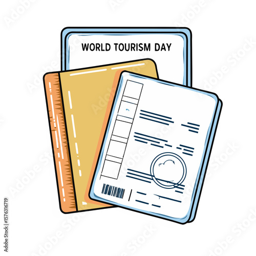 Passport and Ticket Concept for World Tourism Day Celebration, Travel Blogs, Adventure Websites, Tourism Awareness, and Vacation Planning Resources  