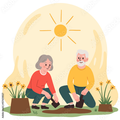 Active elderly in sunlight. Happy senior enjoying fresh air. Elderly person in warm sunshine. Older adult walking in morning light.