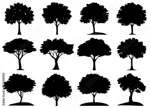 Black silhouette vector design of a bundle of tree trunks with transparency