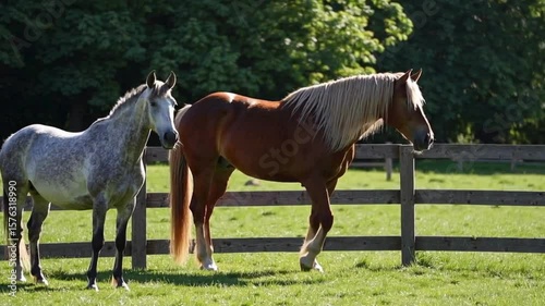 Two horses in a field, a horse breeding