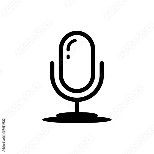 Simple black outline microphone icon on a white background representing audio recording or broadcasting