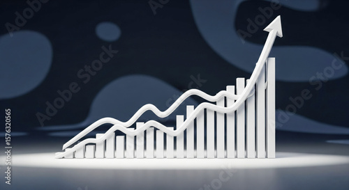 Rising White Graph Bars Showing Continuous Growth