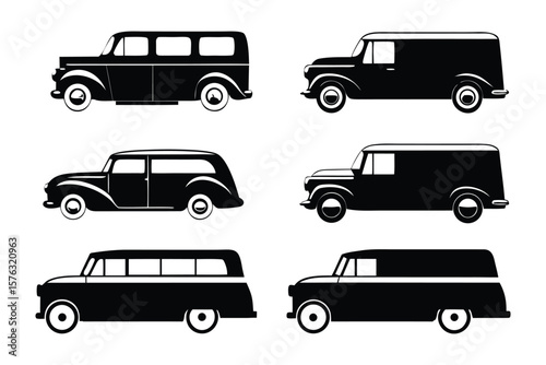 Vintage automobile collection: A meticulously crafted collection of vintage automobiles, a symphony in silhouette, each capturing a moment in automotive history.