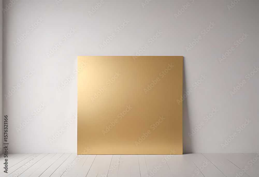 Naklejka premium Gold Wall Studio Background with Floor Lighting