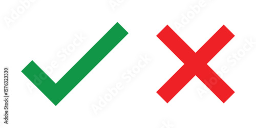 Check box tick mark icon set button correct right wrong buttons or yes or no checkmark red cross green tick.